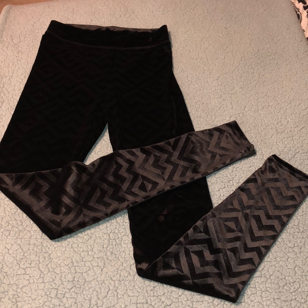 Black velvet Aztec leggings